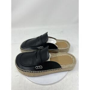 JW Anderson Black Leather Loafer Mule Espadrilles Size 37